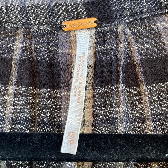 Free People | Red Moon Oversized Pleated plaid Dress with Pockets xs-med - Picture 10 of 10